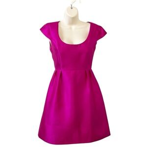 BLITHE LA Women Sz 2 Fit and Flare Pink Knee Length Pockets Mini Dress Structure